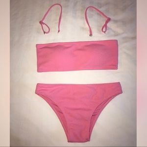 Ribbed Texture Bandeau Bikini Set